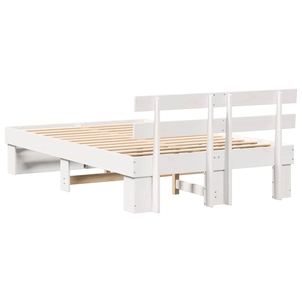 Bed Frame with Headboard White 120 x 190 cm Solid pine wood